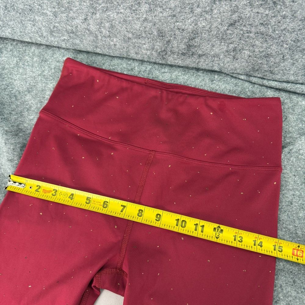 PEACH Leggings Womens Medium Red Gold Made in USA Active Yoga‎ Workout Stretch - Picture 9 of 10